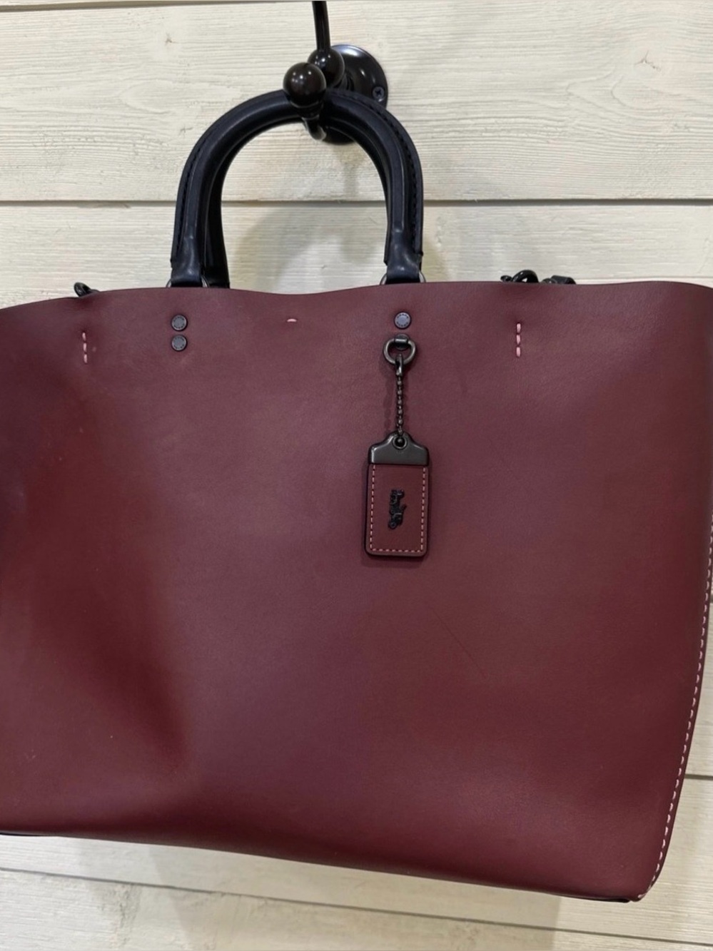 Coach 1941 Rogue Tote Leather Tote Butgundy & Black